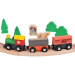 Set Trenulete Ferma Happy Engine and Friends –  Railway Set din lemn cu 45 piese sine si accesorii